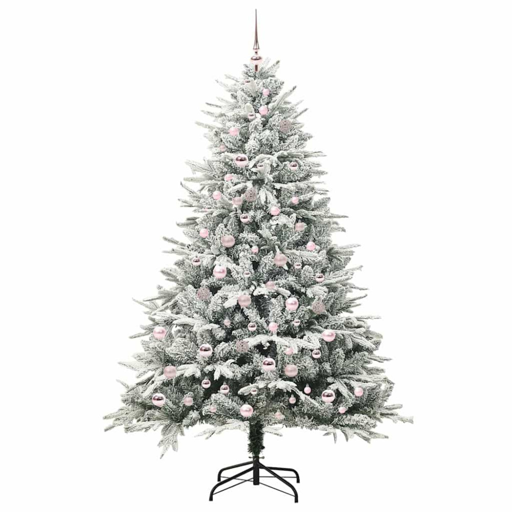 Produktbild för Konstgjord Förbelyst Julgran med Bollsats Grön 210 cm