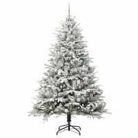 Produktbild för Konstgjord Förbelyst Julgran med Bollsats Grön 210 cm