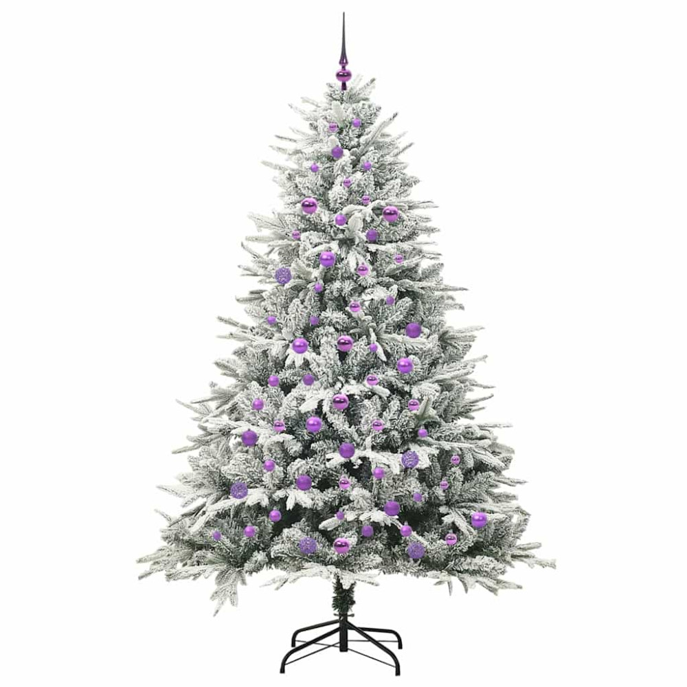 Produktbild för Konstgjord Förbelyst Julgran med Bollsats Grön 210 cm
