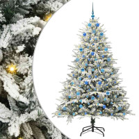 Produktbild för Konstgjord Förbelyst Julgran med Bollsats Grön 210 cm