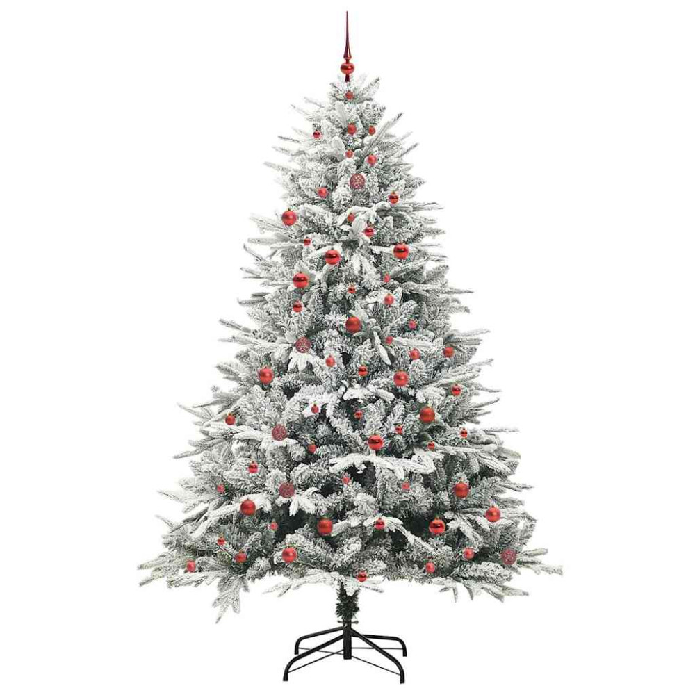Produktbild för Konstgjord Förbelyst Julgran med Bollsats Grön 240 cm