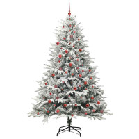 Produktbild för Konstgjord Förbelyst Julgran med Bollsats Grön 240 cm