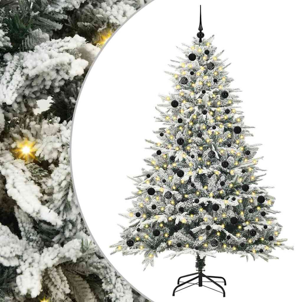 Produktbild för Konstgjord Förbelyst Julgran med Bollsats Grön 240 cm