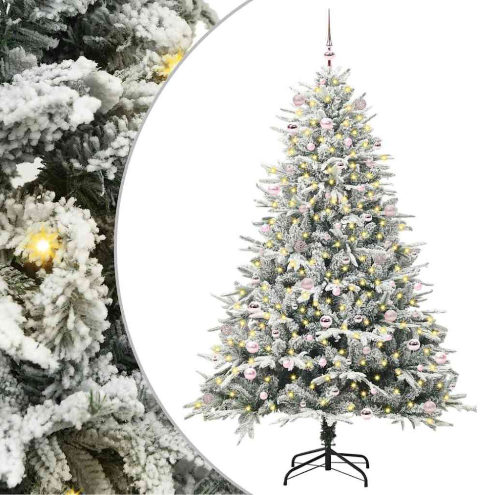Produktbild för Konstgjord Förbelyst Julgran med Bollsats Grön 240 cm