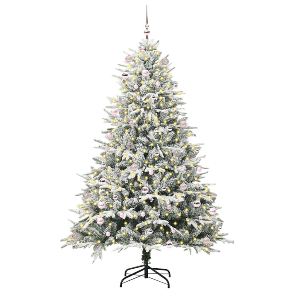 Produktbild för Konstgjord Förbelyst Julgran med Bollsats Grön 240 cm