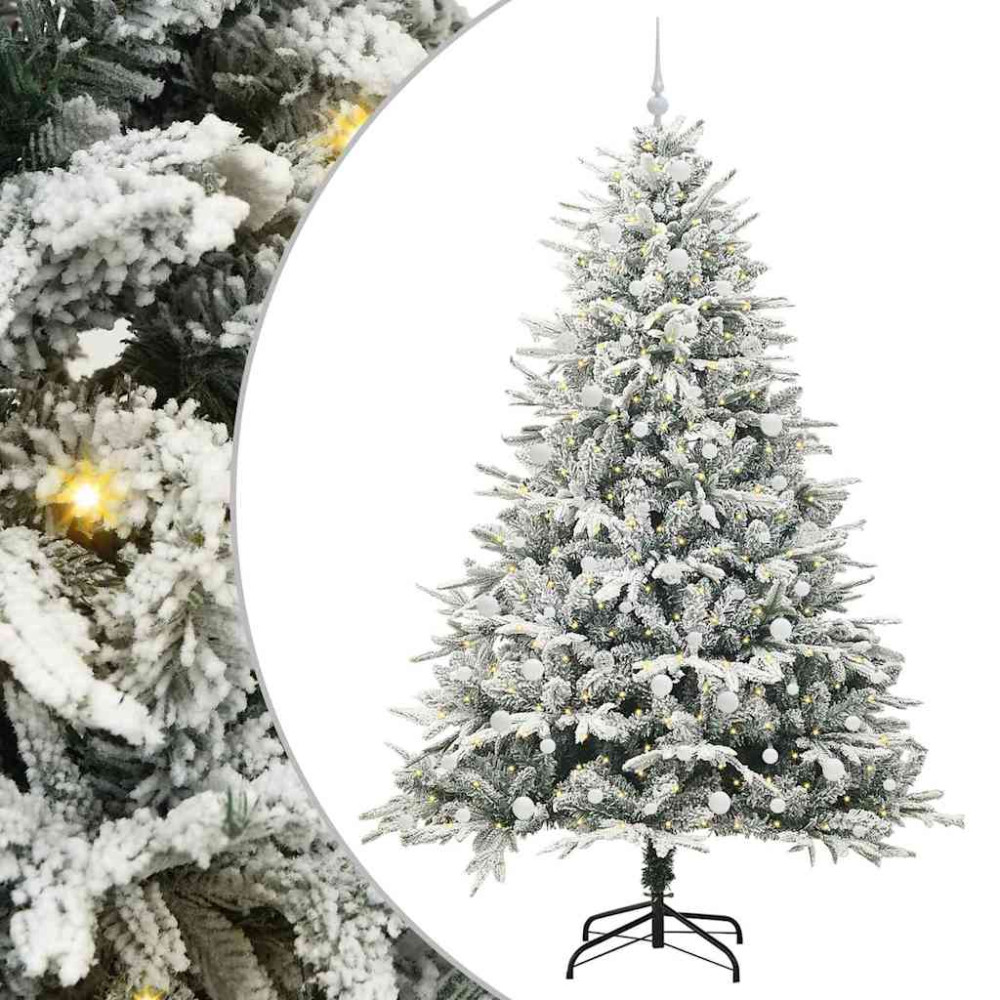 Produktbild för Konstgjord Förbelyst Julgran med Bollsats Grön 240 cm