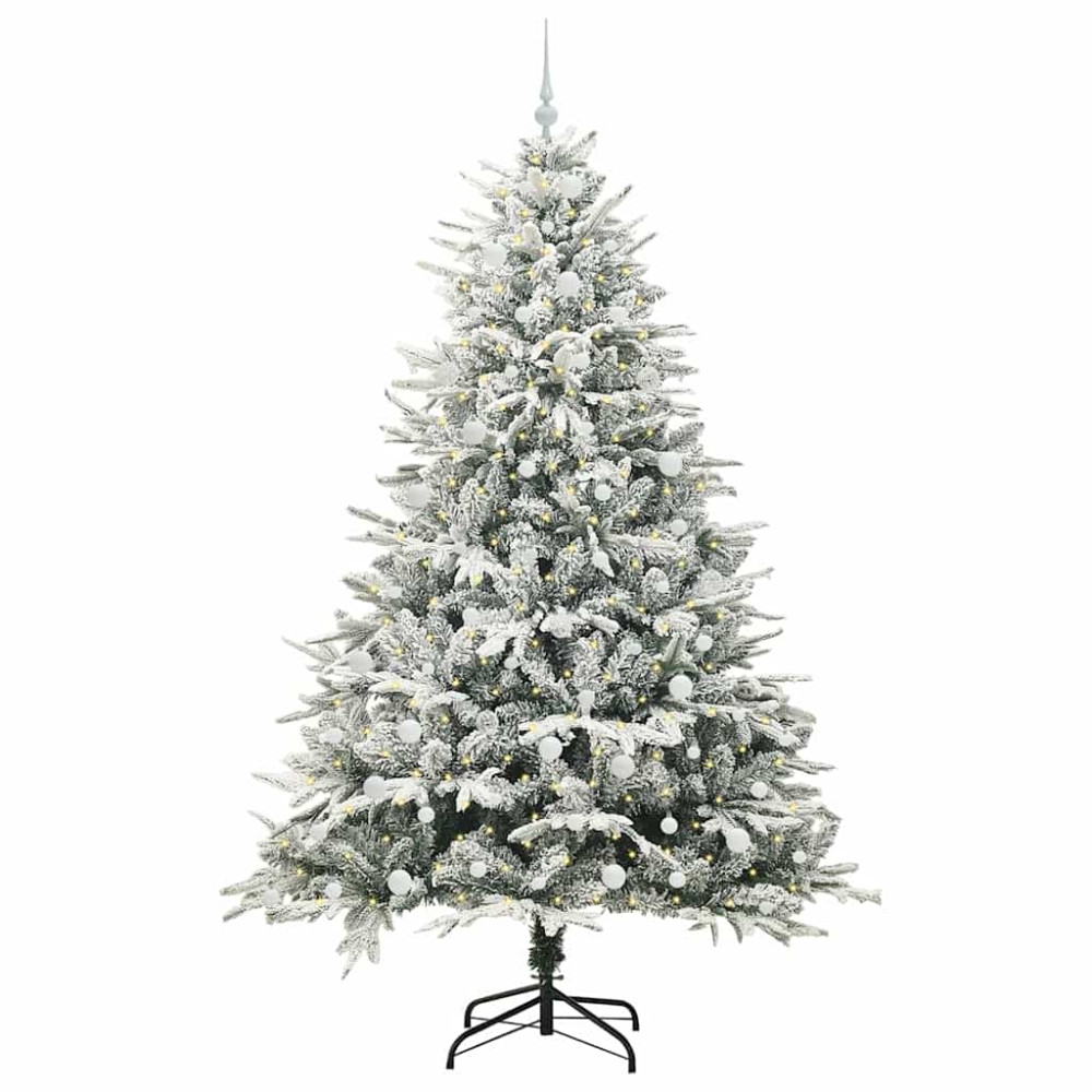 Produktbild för Konstgjord Förbelyst Julgran med Bollsats Grön 240 cm