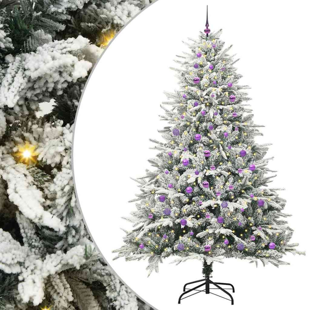 Produktbild för Konstgjord Förbelyst Julgran med Bollsats Grön 240 cm