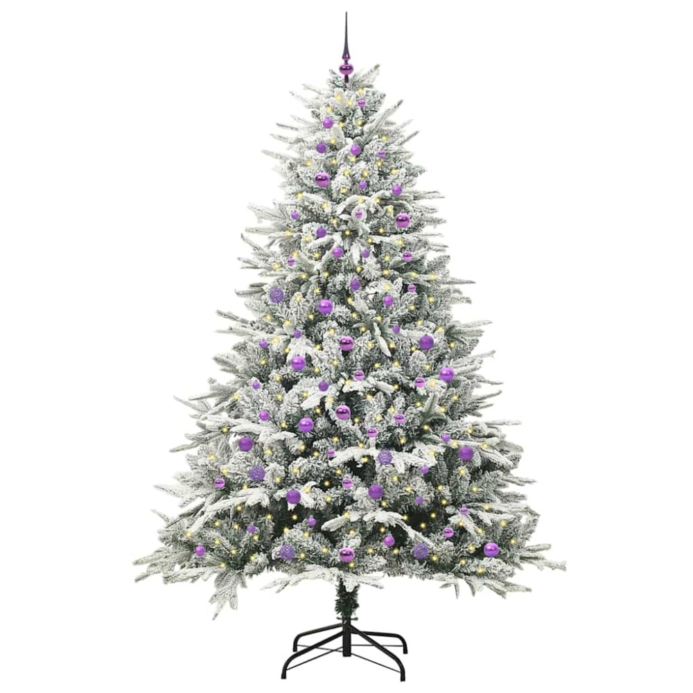 Produktbild för Konstgjord Förbelyst Julgran med Bollsats Grön 240 cm