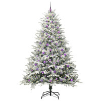 Produktbild för Konstgjord Förbelyst Julgran med Bollsats Grön 240 cm