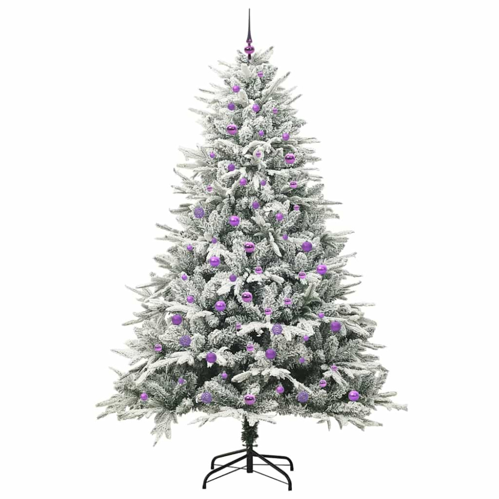 Produktbild för Konstgjord Förbelyst Julgran med Bollsats Grön 240 cm