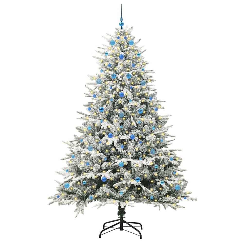Produktbild för Konstgjord Förbelyst Julgran med Bollsats Grön 240 cm