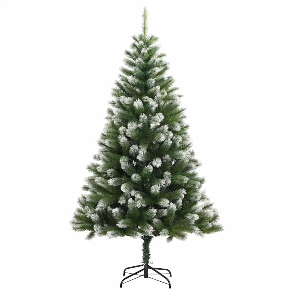 Produktbild för Künstlig Fällbar Julgran med Flockad Snö Grön och vit 150 cm