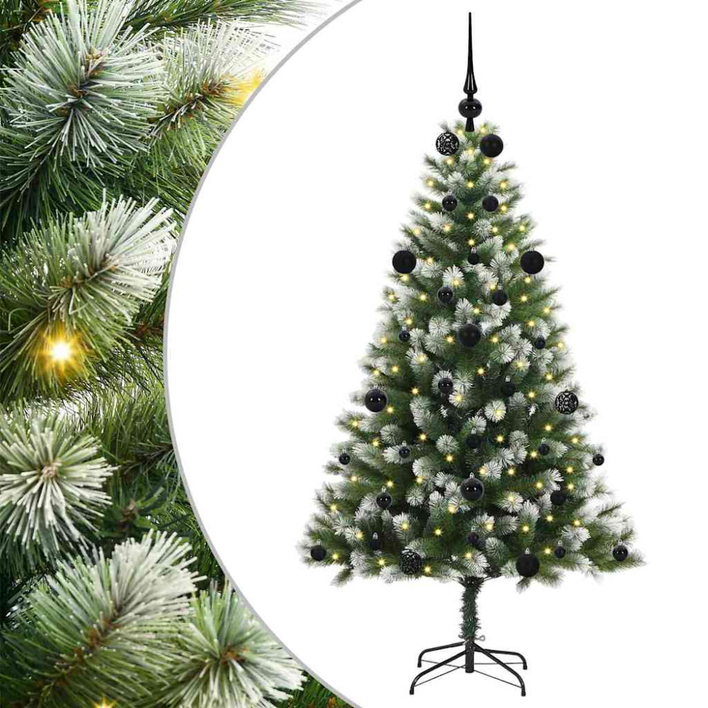 Produktbild för Künstlig Fällbar Julgran med Flockad Snö Grön och vit 150 cm