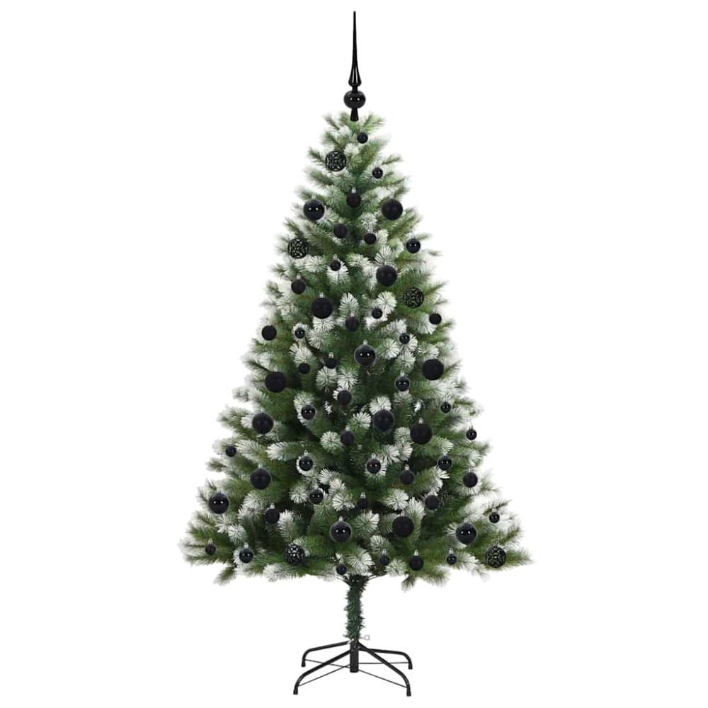 Produktbild för Künstlig Fällbar Julgran med Flockad Snö Grön och vit 180 cm