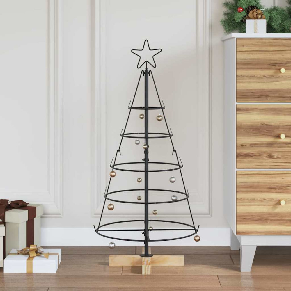 Produktbild för Julcone-träd med stativ Svart 90 cm Stål
