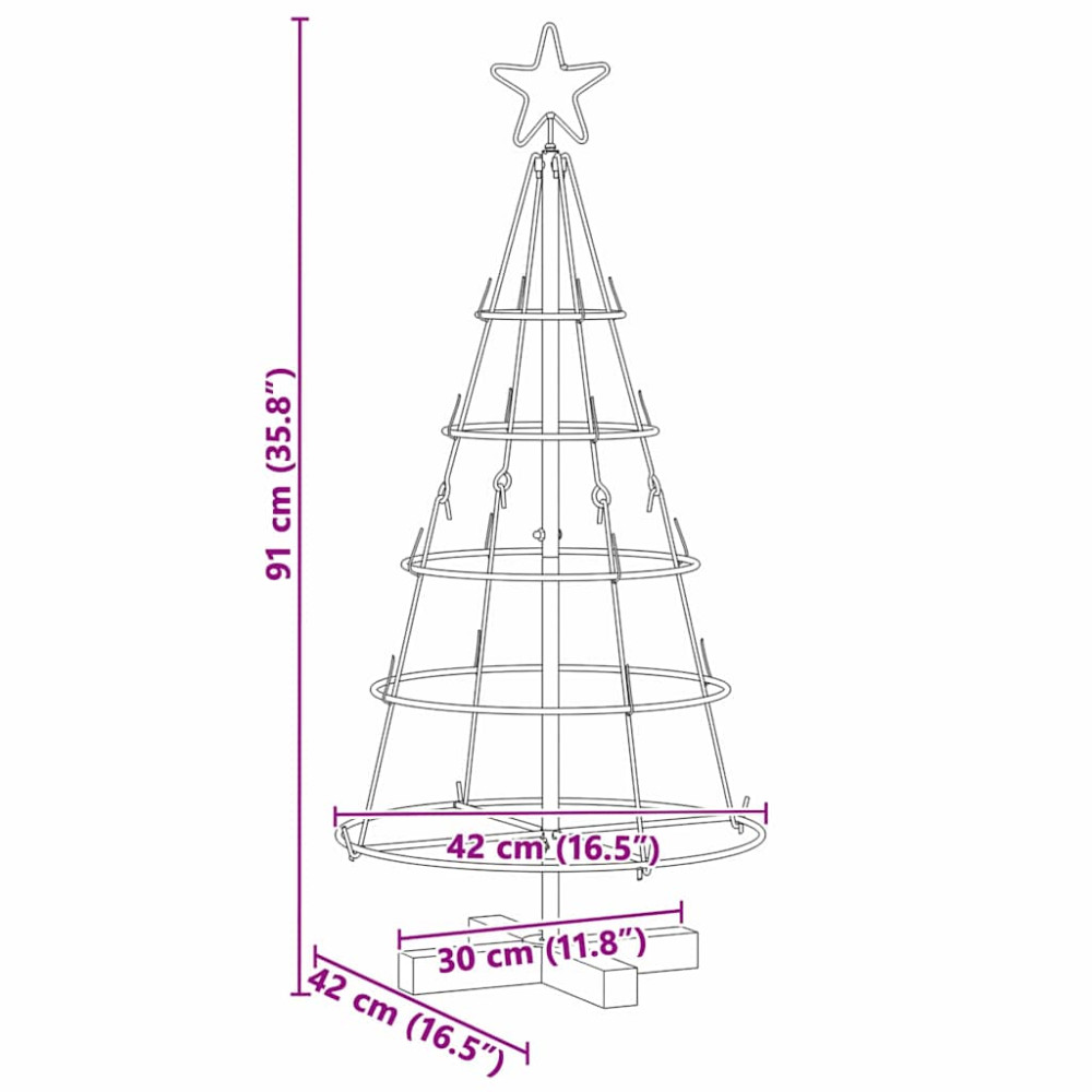 Produktbild för Julcone-träd med stativ Svart 90 cm Stål
