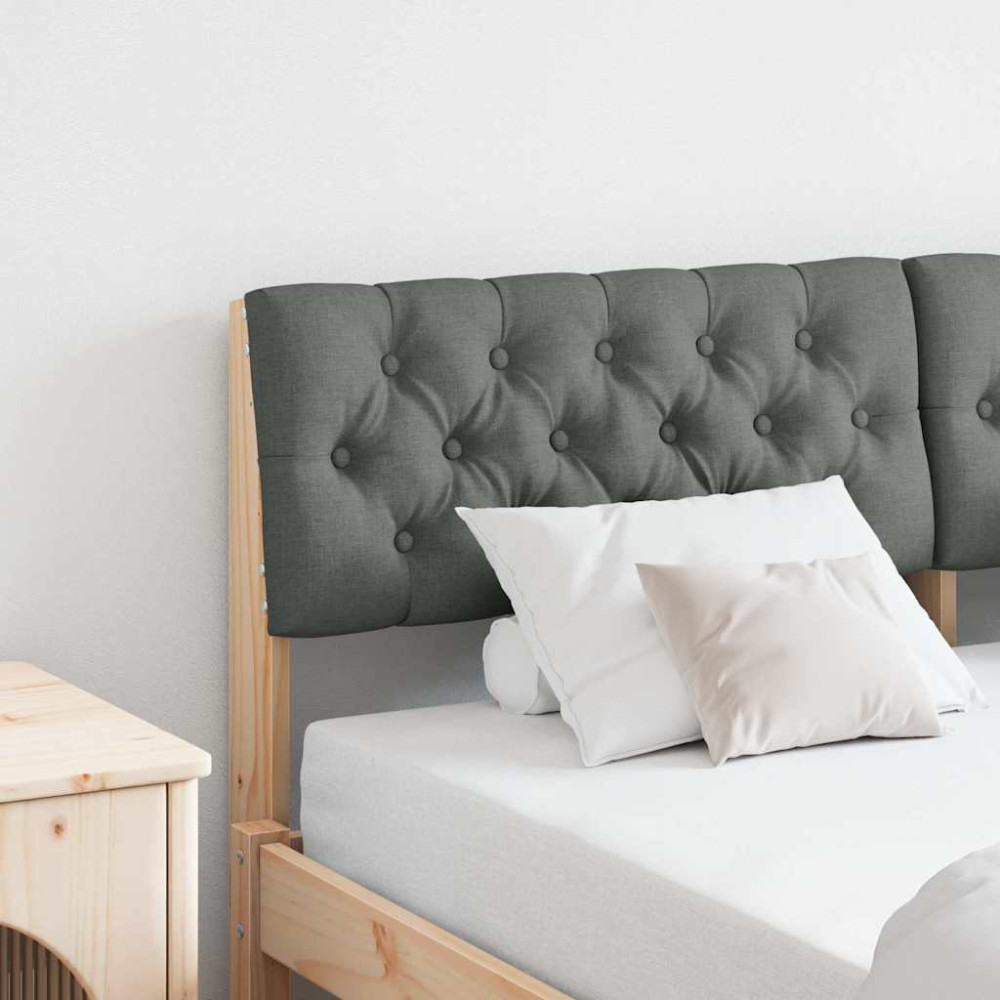Produktbild för Klädd sänggavel Mörkgrå 150 cm Massiv furu