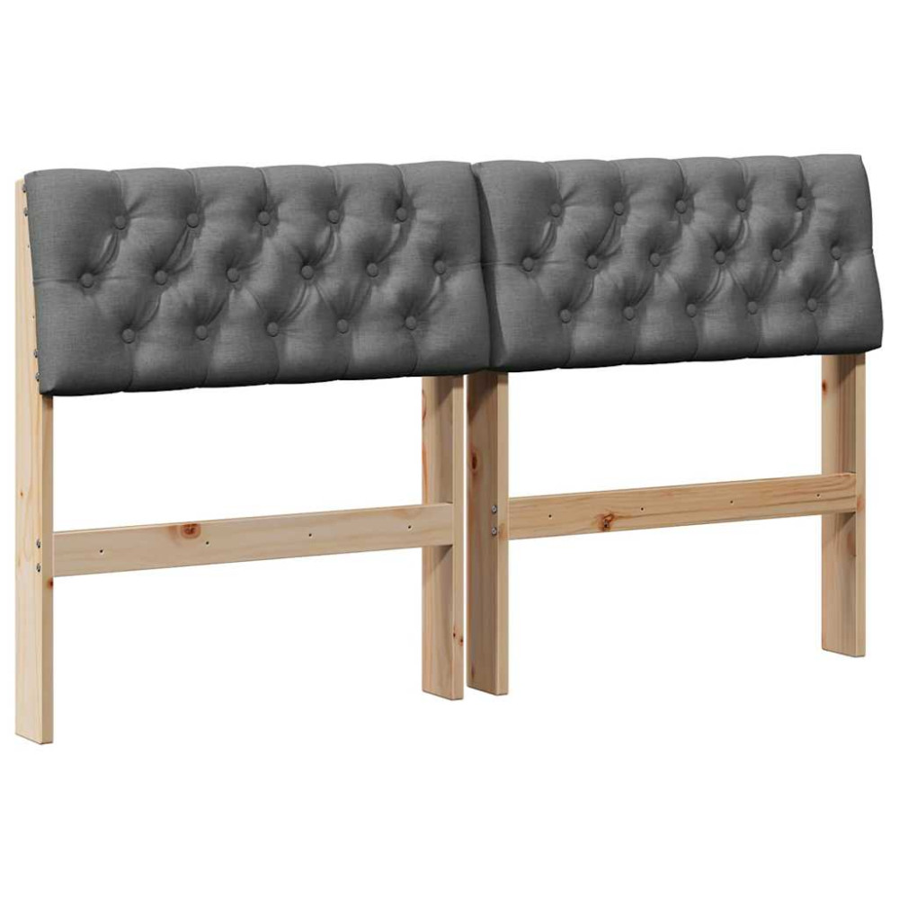 Produktbild för Klädd sänggavel Mörkgrå 150 cm Massiv furu
