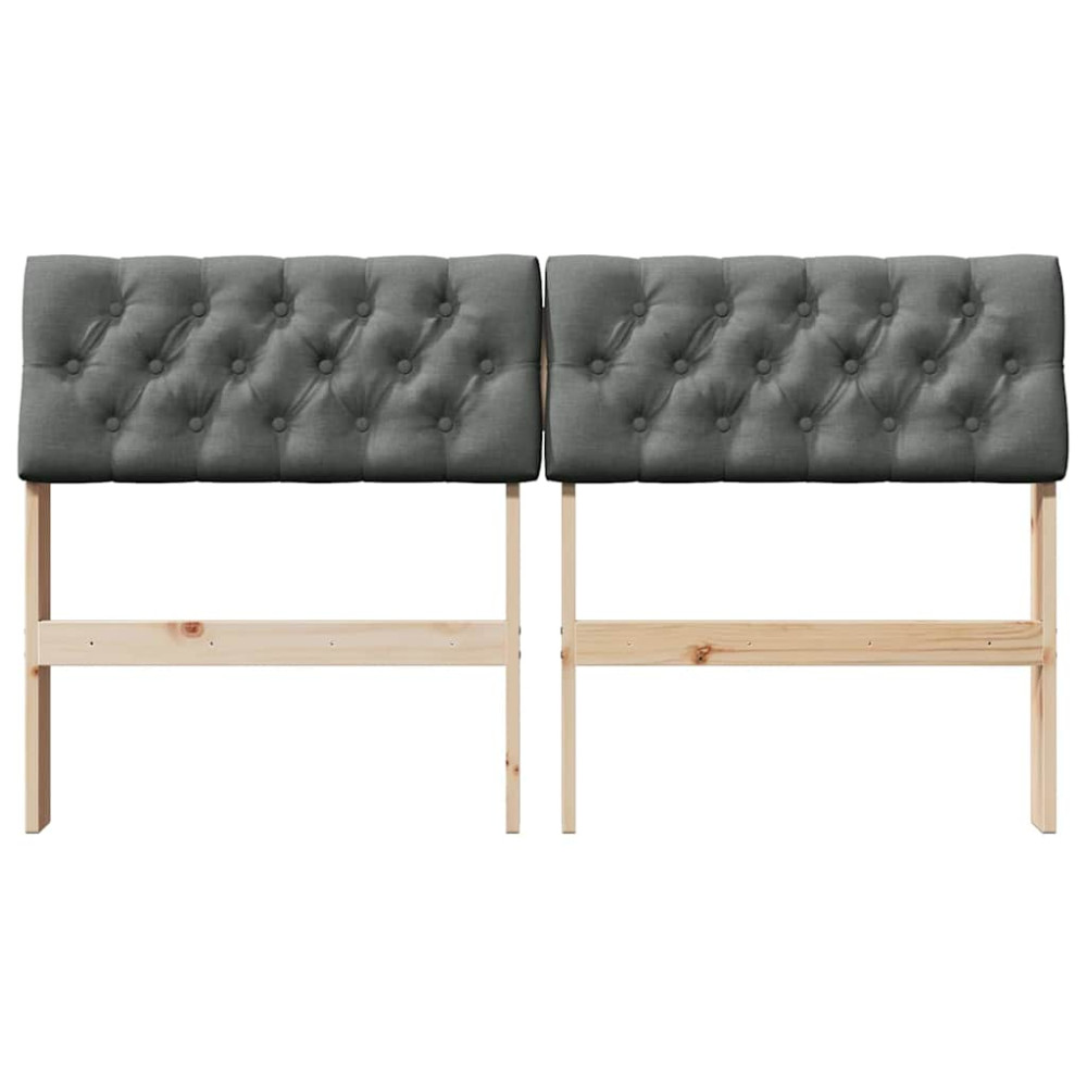 Produktbild för Klädd sänggavel Mörkgrå 150 cm Massiv furu