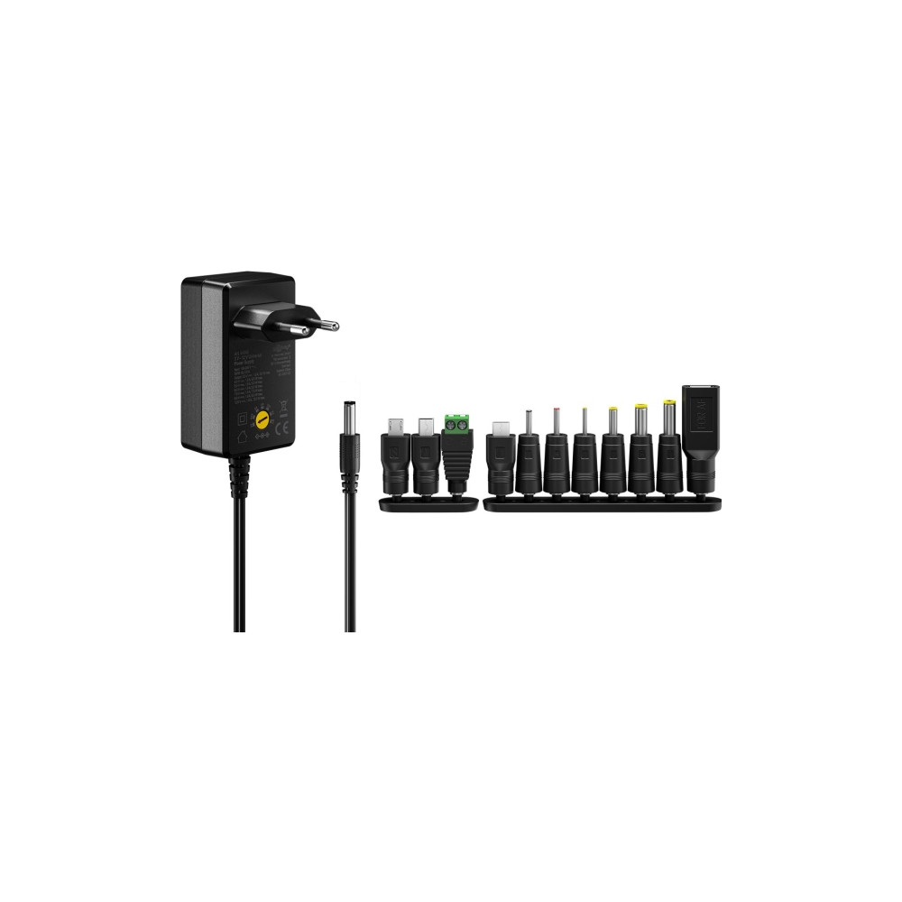Produktbild för goobay strömadapter - universell - DC-jack 5,5 x 2,1 mm - 7.2 Watt