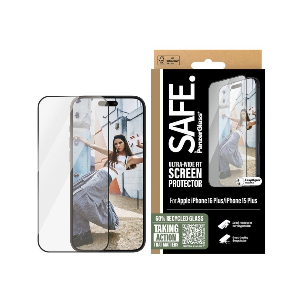 Produktbild för SAFE. by PanzerGlass - skärmskydd för mobiltelefon - ultrabred passning