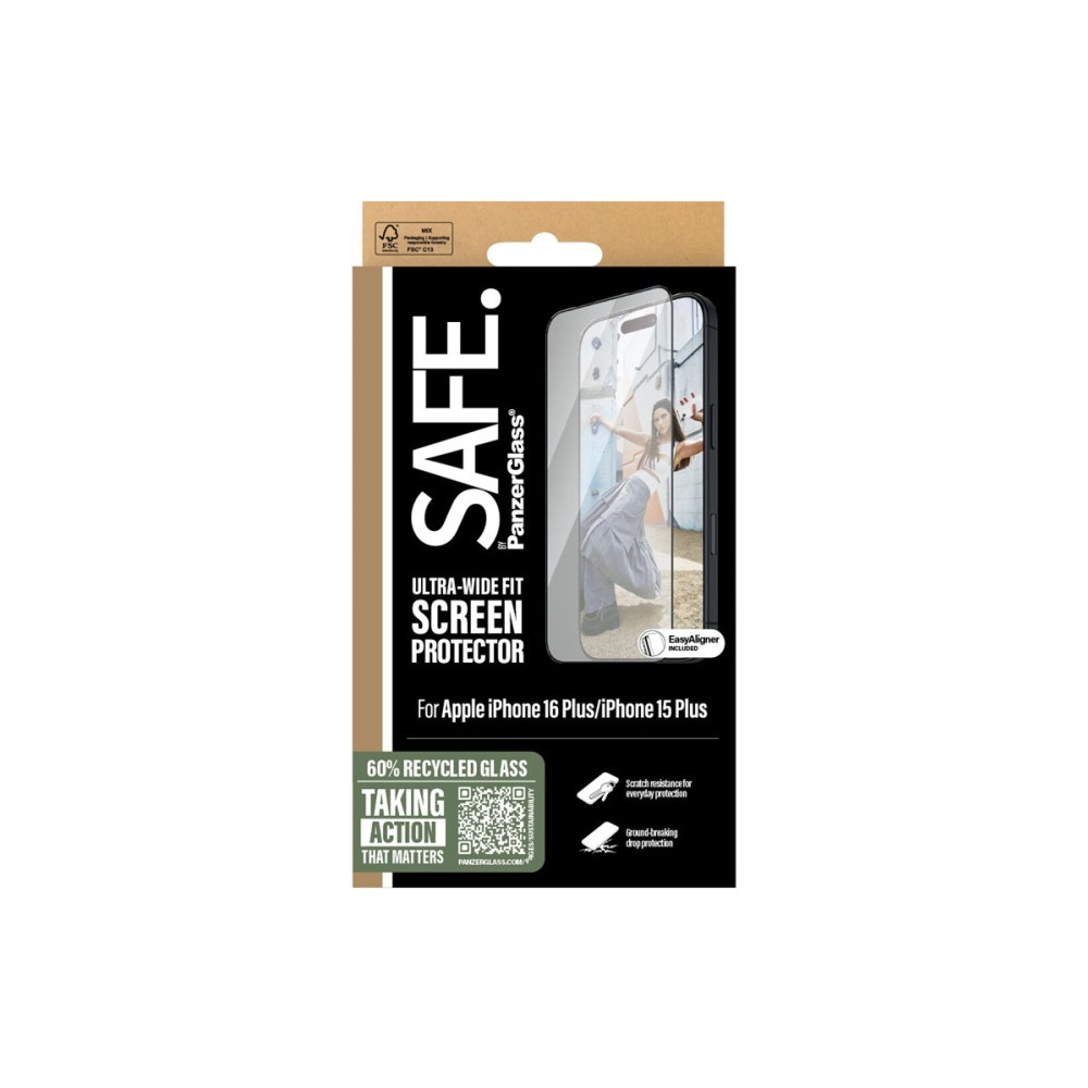 Produktbild för SAFE. by PanzerGlass - skärmskydd för mobiltelefon - ultrabred passning