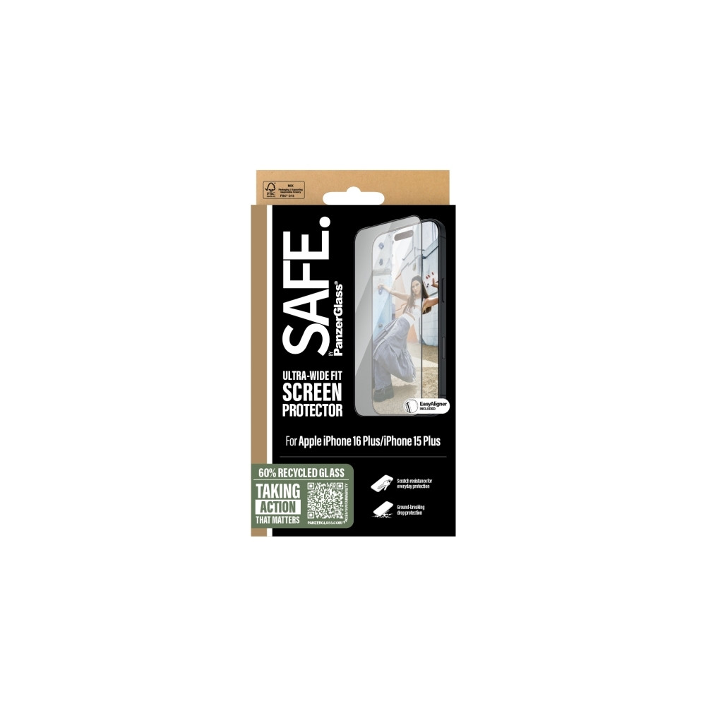Produktbild för SAFE. by PanzerGlass - skärmskydd för mobiltelefon - ultrabred passning