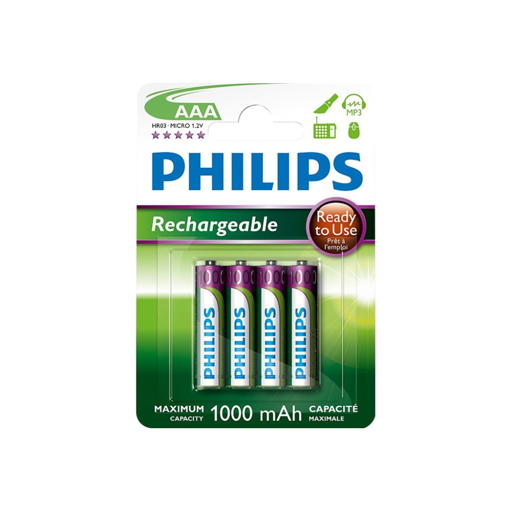 Produktbild för Philips R03B4RTU10 batteri - 4 x AAA - NiMH
