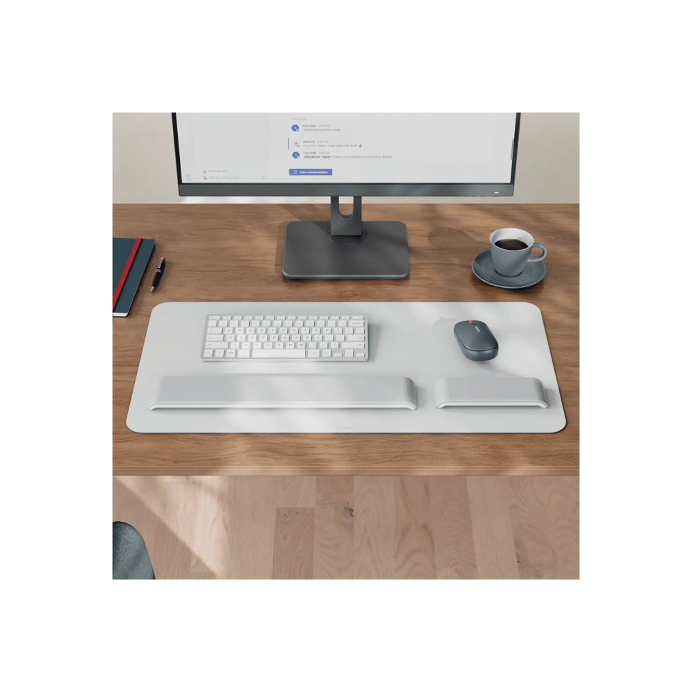 Produktbild för Leitz FEEL GOOD skrivbordsstöd - 70 x 36 cm - läder - grå