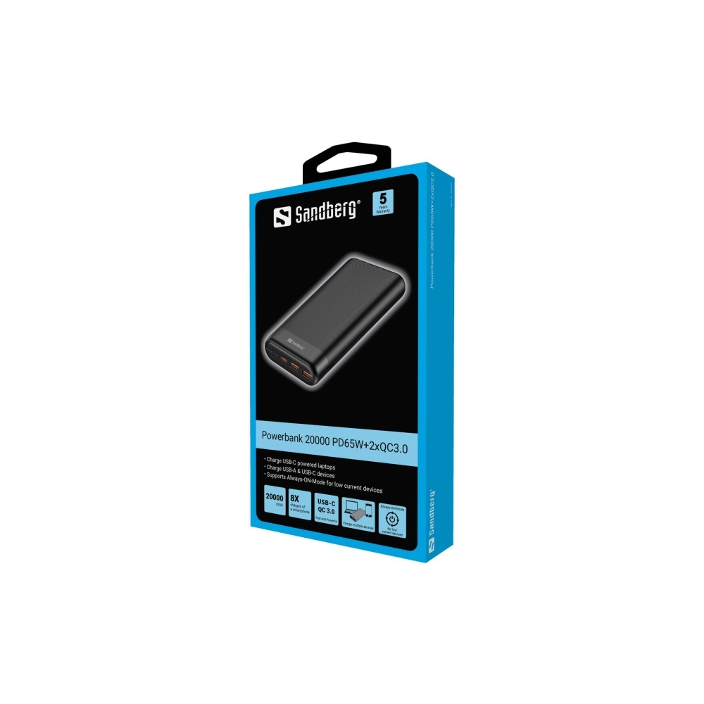 Produktbild för Sandberg power bank - Li-Ion - 2 x USB, USB-C
