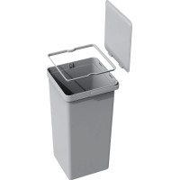 Produktbild för Papperskorg, EKO, grå, plast/stål, 2-fack, 20+15 l, utdragss...