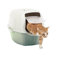 Produktbild för Rotho Bailey, Katt, Kattsandlåda med tak, Grön, Vit, Hake, K...