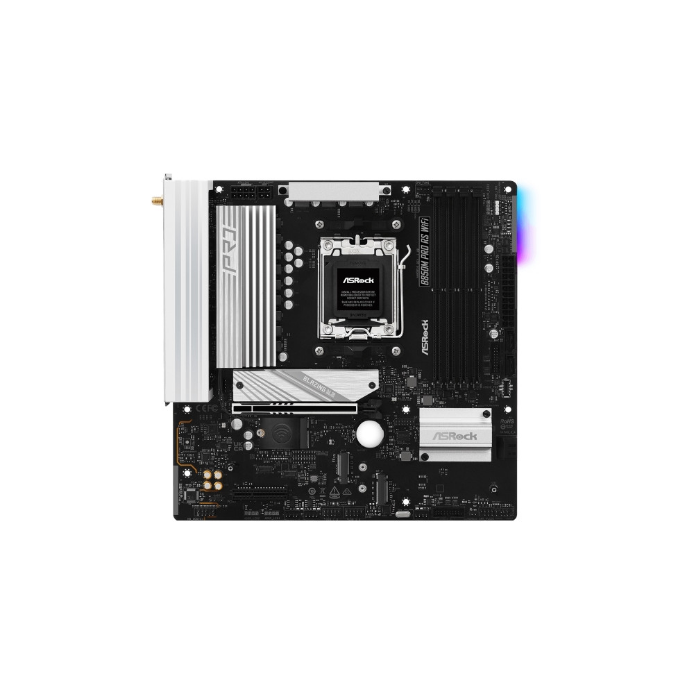 Produktbild för ASRock B850M Pro RS WiFi - moderkort - micro ATX - Socket AM5 - AMD B850