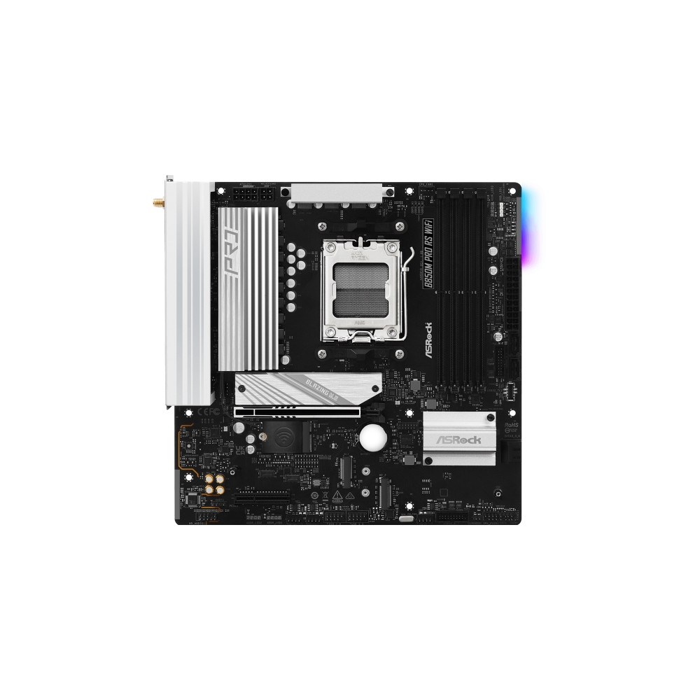 Produktbild för ASRock B850M Pro RS WiFi - moderkort - micro ATX - Socket AM5 - AMD B850