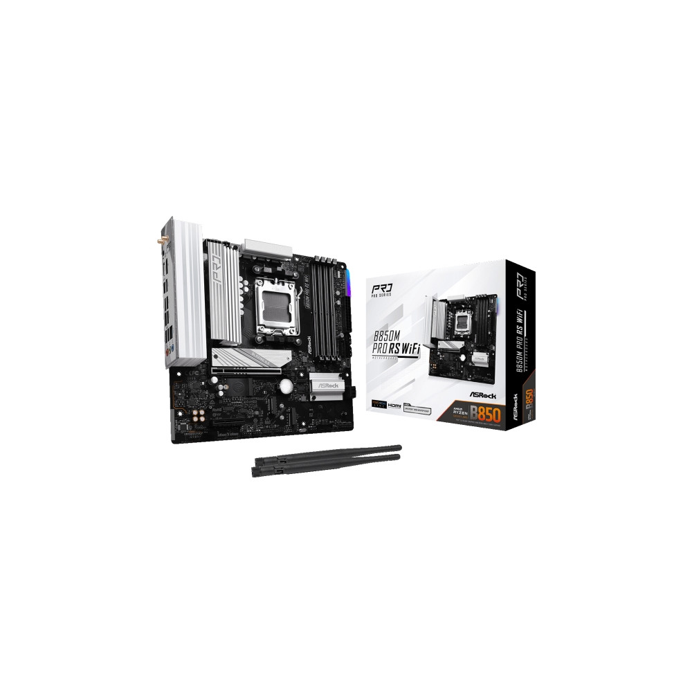 Produktbild för ASRock B850M Pro RS WiFi - moderkort - micro ATX - Socket AM5 - AMD B850