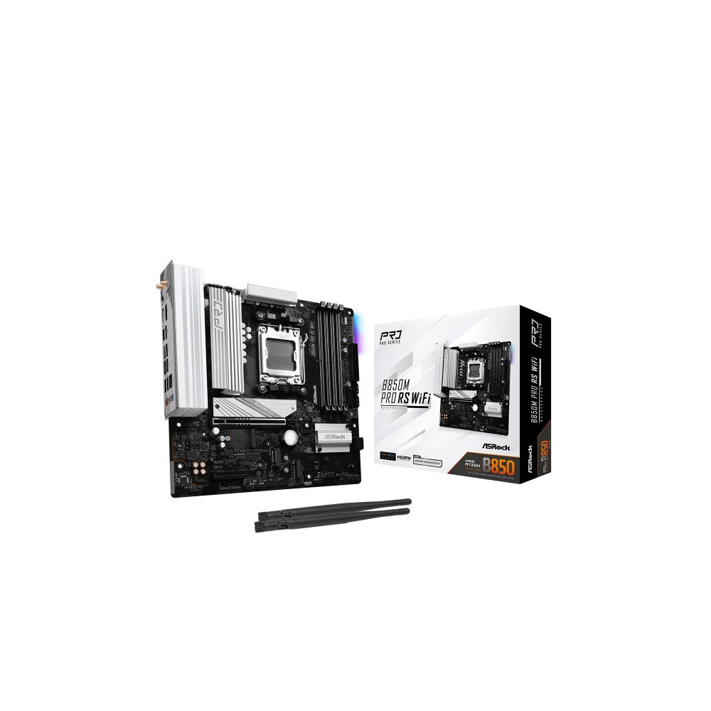 Produktbild för ASRock B850M Pro RS WiFi - moderkort - micro ATX - Socket AM5 - AMD B850