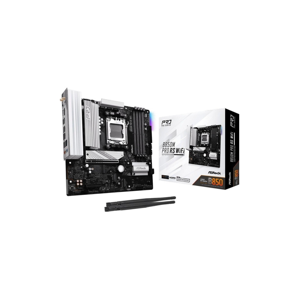 Produktbild för ASRock B850M Pro RS WiFi - moderkort - micro ATX - Socket AM5 - AMD B850