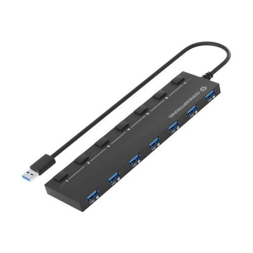 Conceptronic Conceptronic HUBBIES HUBBIES19BP - hubb - with 5V/3A power adapter, 90 cm cable, individual power switch - 7 portar