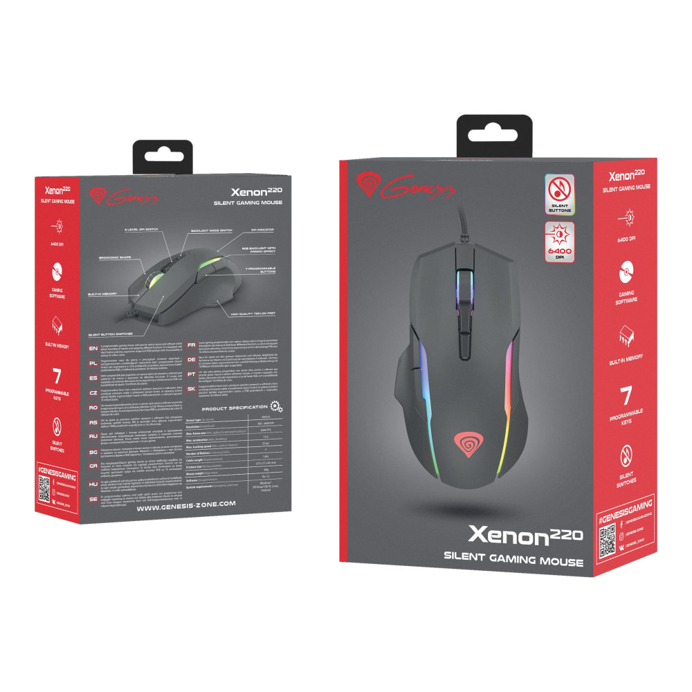 Produktbild för Genesis Xenon 220 - mus - USB - svart