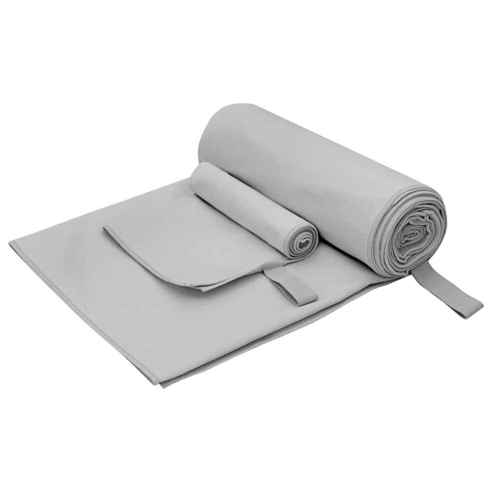 Produktbild för Sporthandduk Set 2 pcs Grå tyg