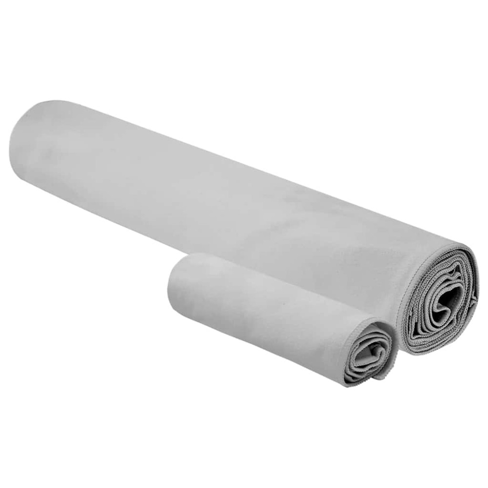 Produktbild för Sporthandduk Set 2 pcs Grå tyg