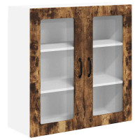 Produktbild för Väggglasförråd LUCCA Rökt ek 80 x 31 x 80 cm Konstruerat trä