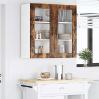 Produktbild för Väggglasförråd LUCCA Rökt ek 80 x 31 x 80 cm Konstruerat trä
