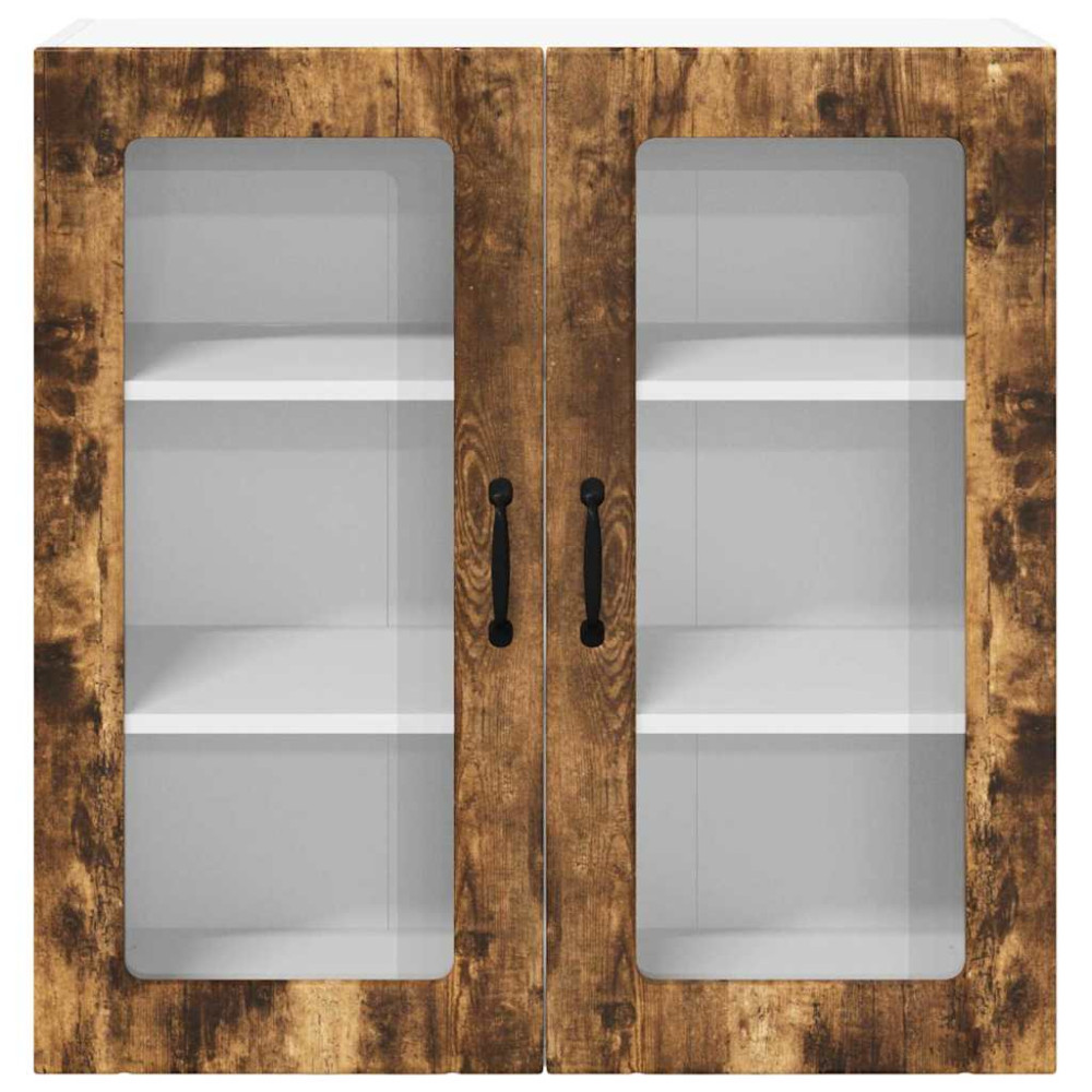 Produktbild för Väggglasförråd LUCCA Rökt ek 80 x 31 x 80 cm Konstruerat trä
