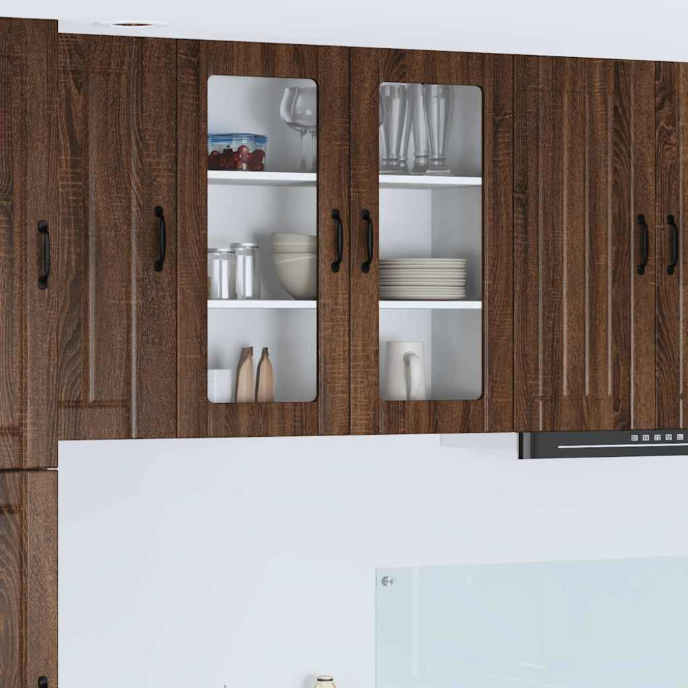 Produktbild för Väggglasförråd LUCCA Brun ek 80 x 31 x 80 cm Konstruerat trä