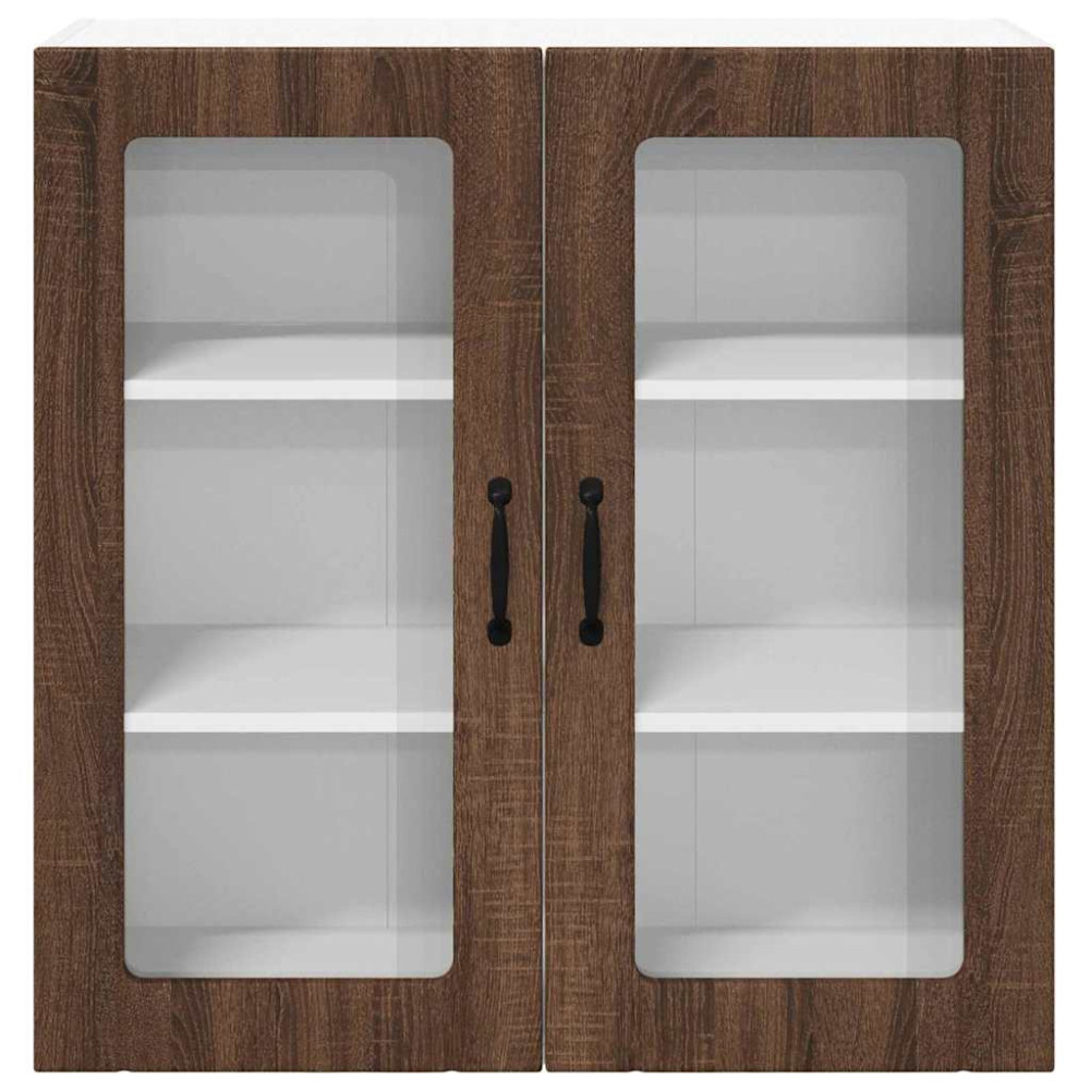 Produktbild för Väggglasförråd LUCCA Brun ek 80 x 31 x 80 cm Konstruerat trä
