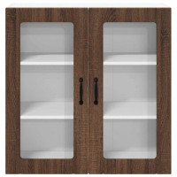 Produktbild för Väggglasförråd LUCCA Brun ek 80 x 31 x 80 cm Konstruerat trä