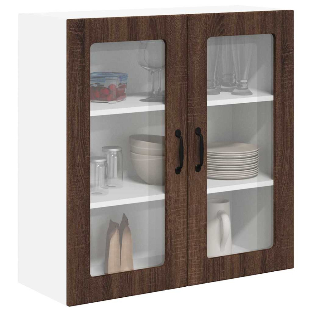 Produktbild för Väggglasförråd LUCCA Brun ek 80 x 31 x 80 cm Konstruerat trä