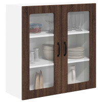 Produktbild för Väggglasförråd LUCCA Brun ek 80 x 31 x 80 cm Konstruerat trä